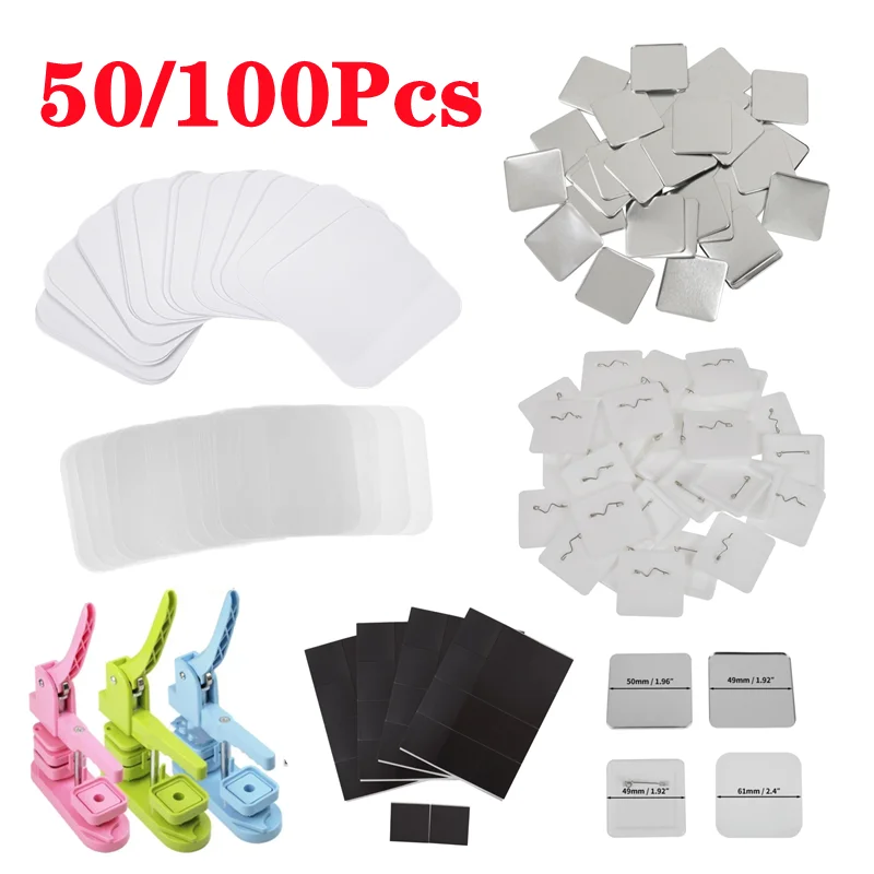 Art Craft Magnet - 50/100개 50*50mm 자석 냉장고 배지 핀