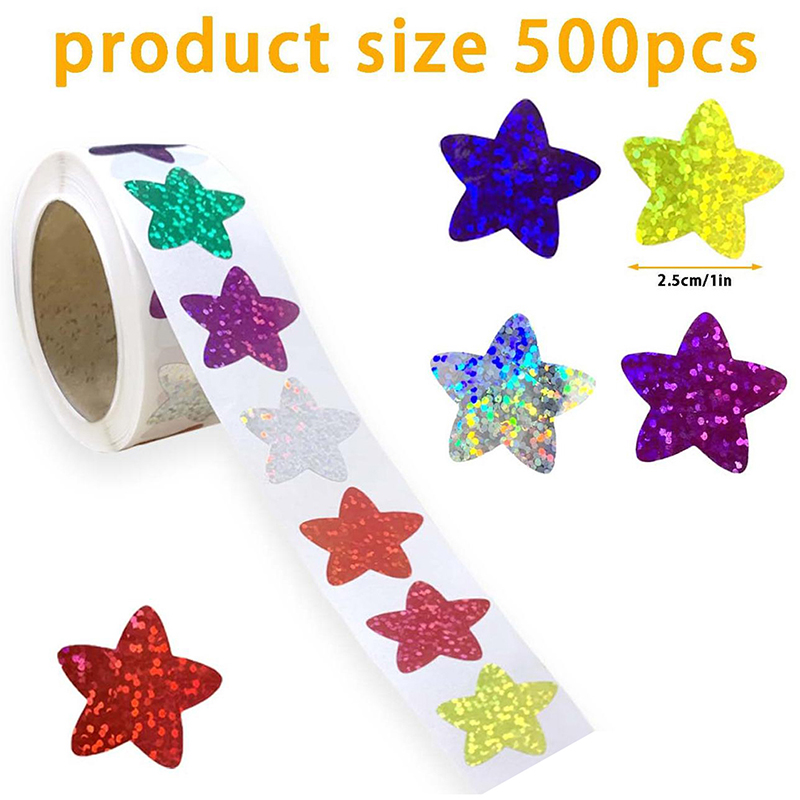 School Of Art X Craft - 500Pcs/Roll 다채로운 스타 스티커 어린이 보상