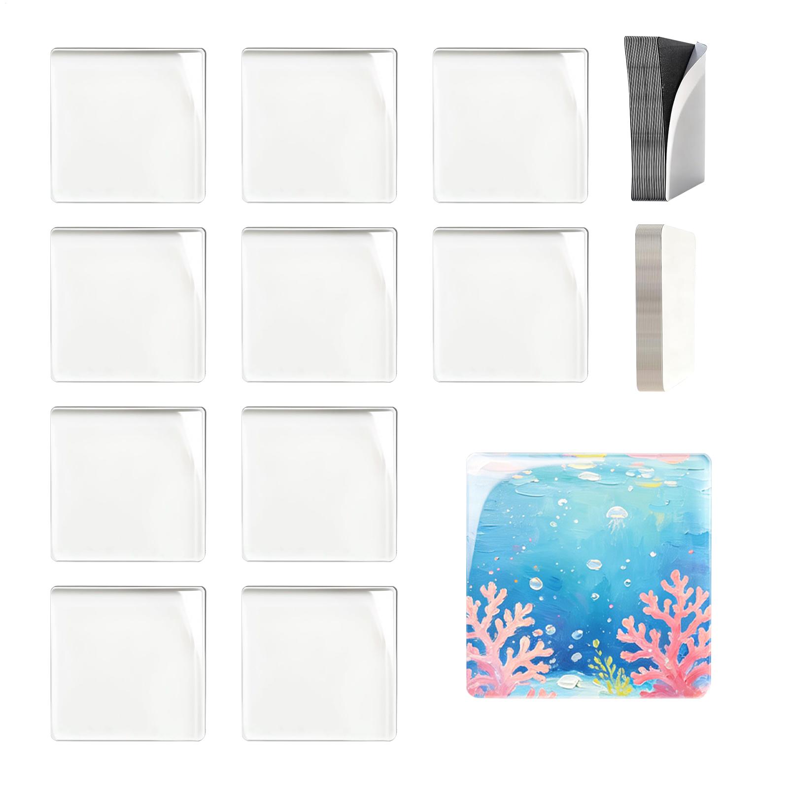 Art Craft Magnet - 정사각형 아크릴 DIY 냉장고 자석 10개