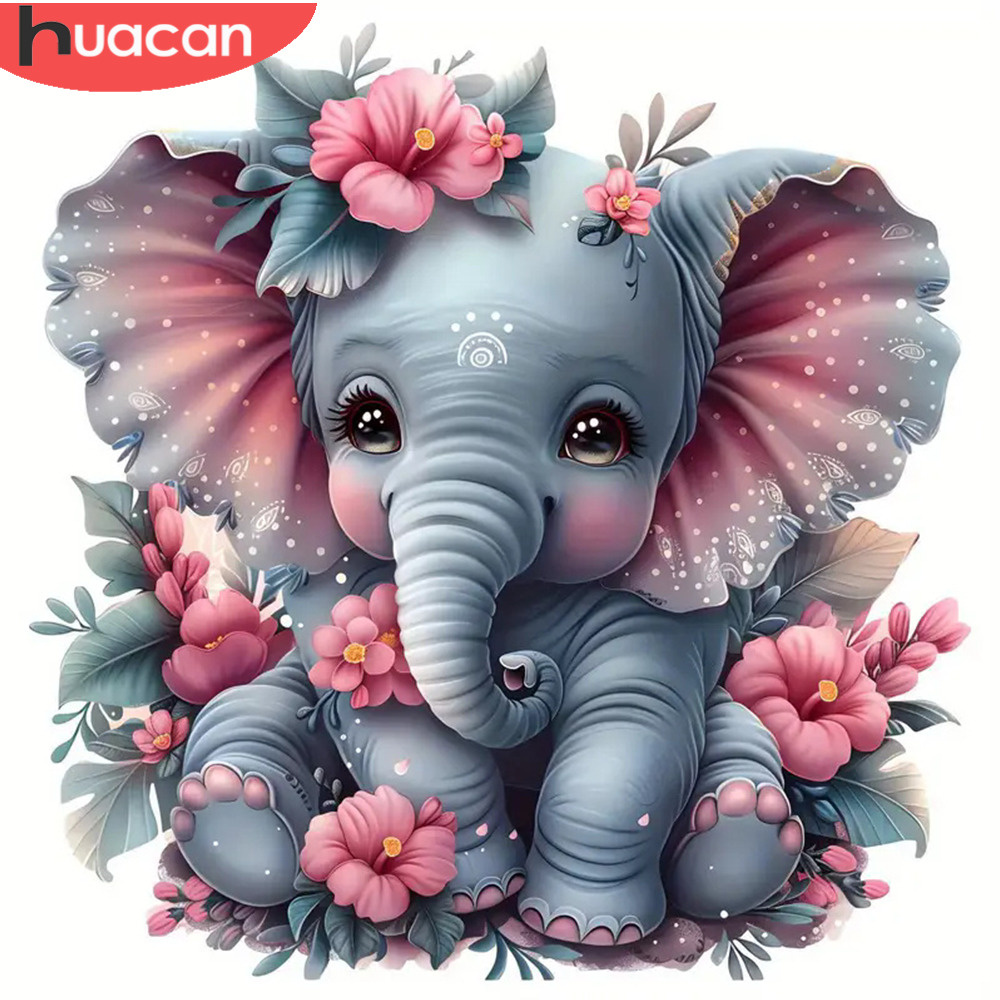 Art Craft Elephant - HUACAN 다이아몬드 페인팅 동물 코끼리 모자이크,