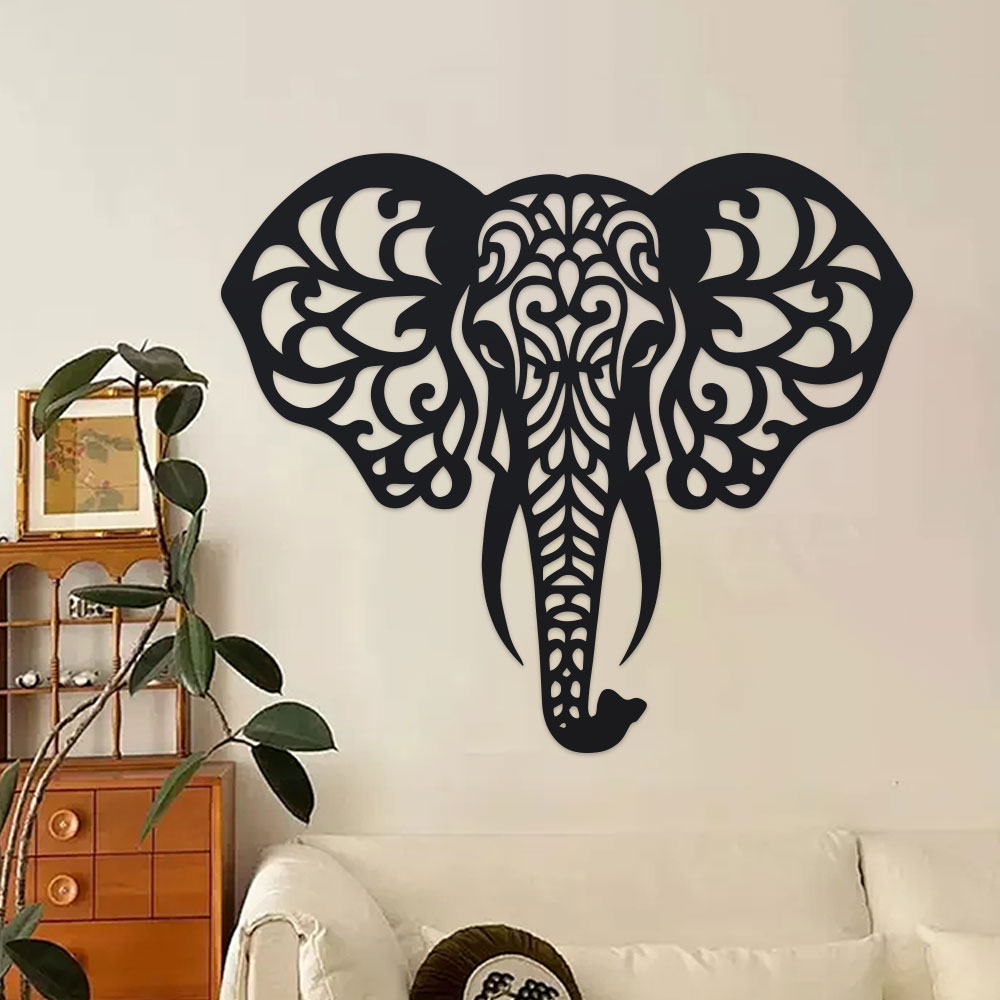 Art Craft Elephant - 우아한 미니멀리스트 코끼리 금속 벽 장식,
