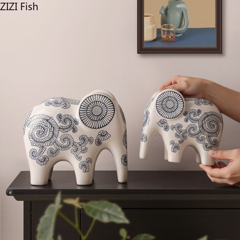 Art Craft Elephant - 새로운 중국 스타일 도자기 코끼리 장식품