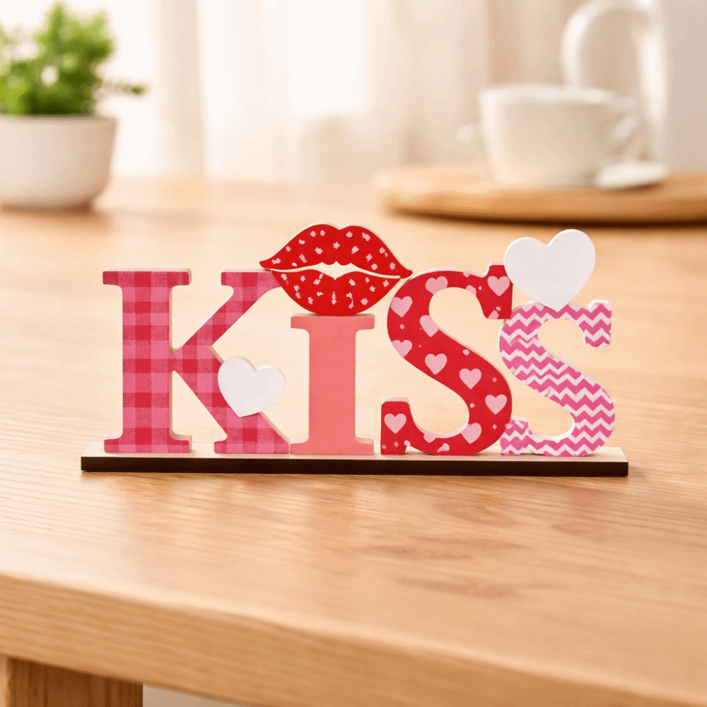 러브 키스 러브 우드 노트 오너먼트 립 러브 하트 나무 - Art And Craft Valentine 리뷰 및 가격