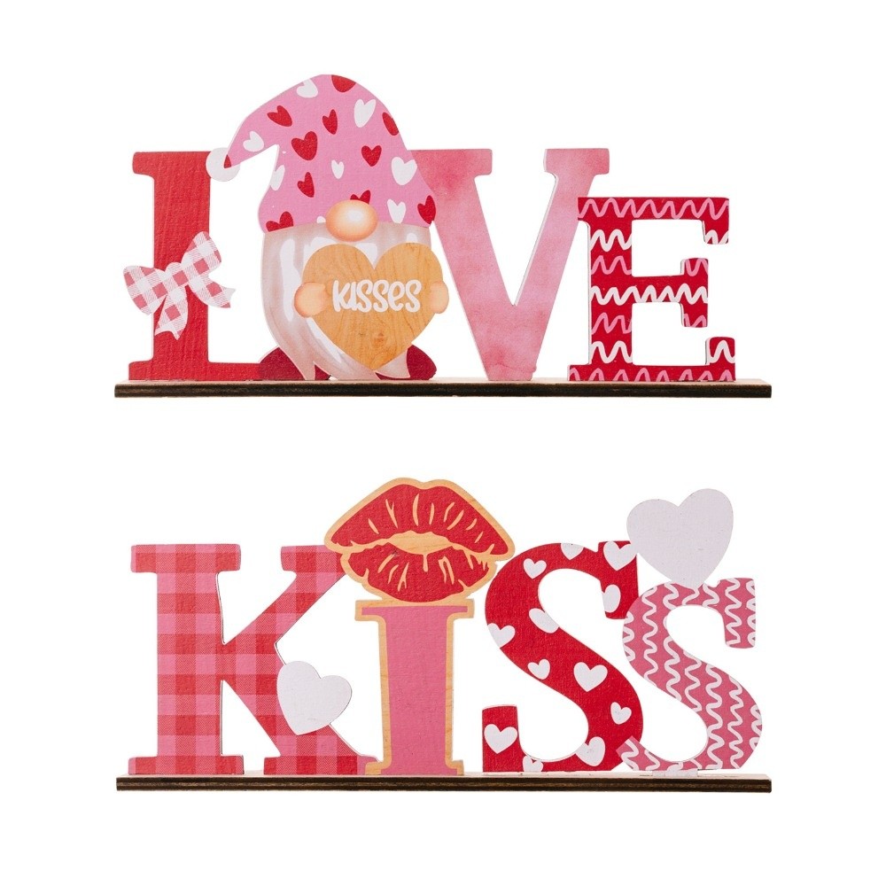 러브 키스 러브 우드 노트 오너먼트 립 러브 하트 나무 - Art And Craft Valentine 리뷰 및 가격