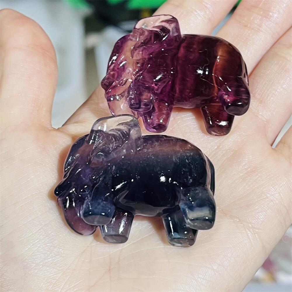 2PCS 컬러 형석 크리스탈 코끼리 1.5 인치 천연  - Art Craft Elephant 리뷰 및 가격