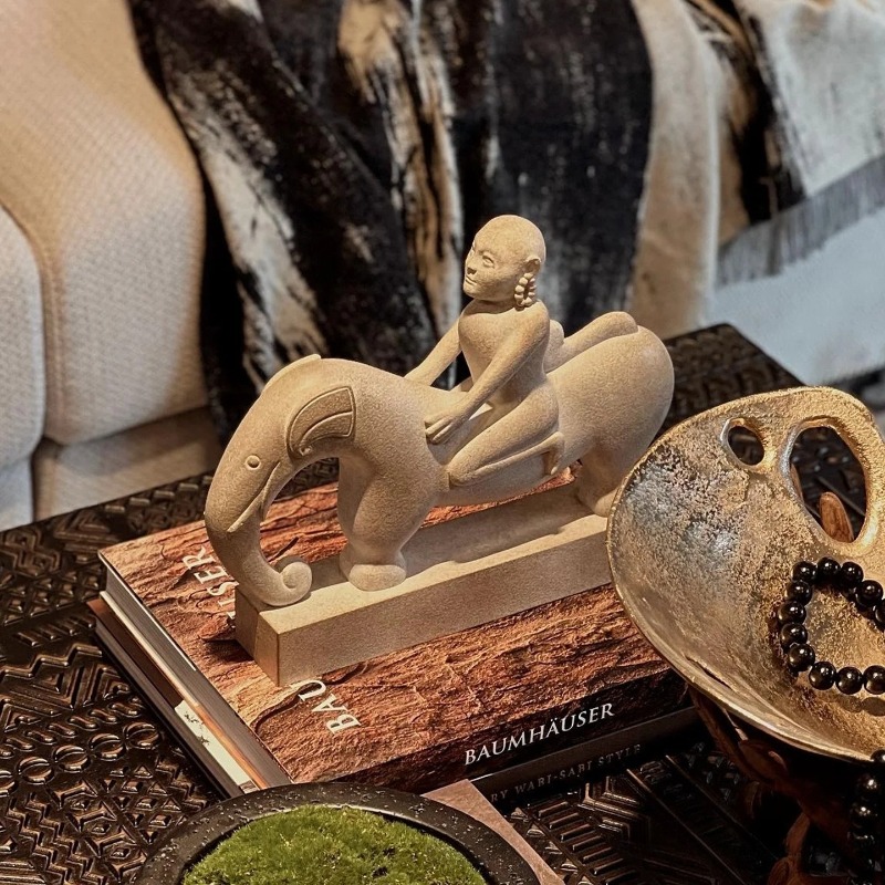 창의적인 추상 캐릭터 코끼리 타는 예술 조각상 와비사비 - Art Craft Elephant 리뷰 및 가격