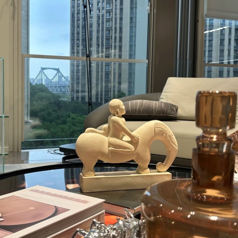 창의적인 추상 캐릭터 코끼리 타는 예술 조각상 와비사비 - Art Craft Elephant 리뷰 및 가격