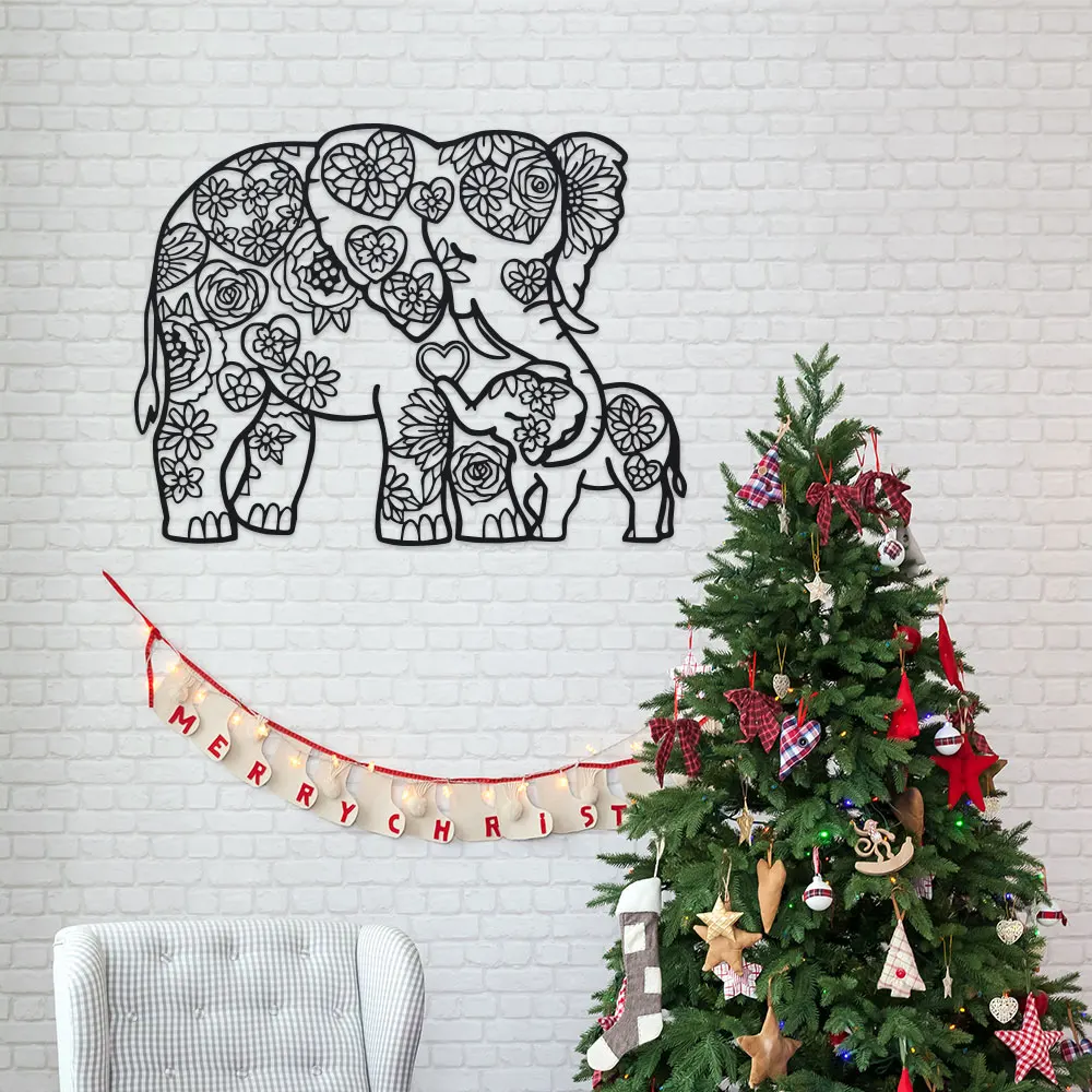 꽃무늬가 새겨진 철 코끼리 금속 벽 장식, 현대적인 공 - Art Craft Elephant 리뷰 및 가격