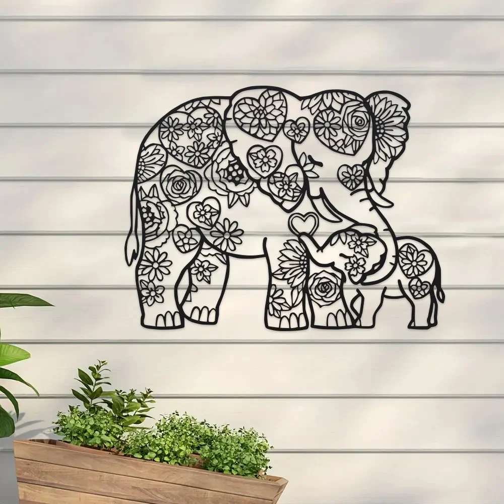 꽃무늬가 새겨진 철 코끼리 금속 벽 장식, 현대적인 공 - Art Craft Elephant 리뷰 및 가격