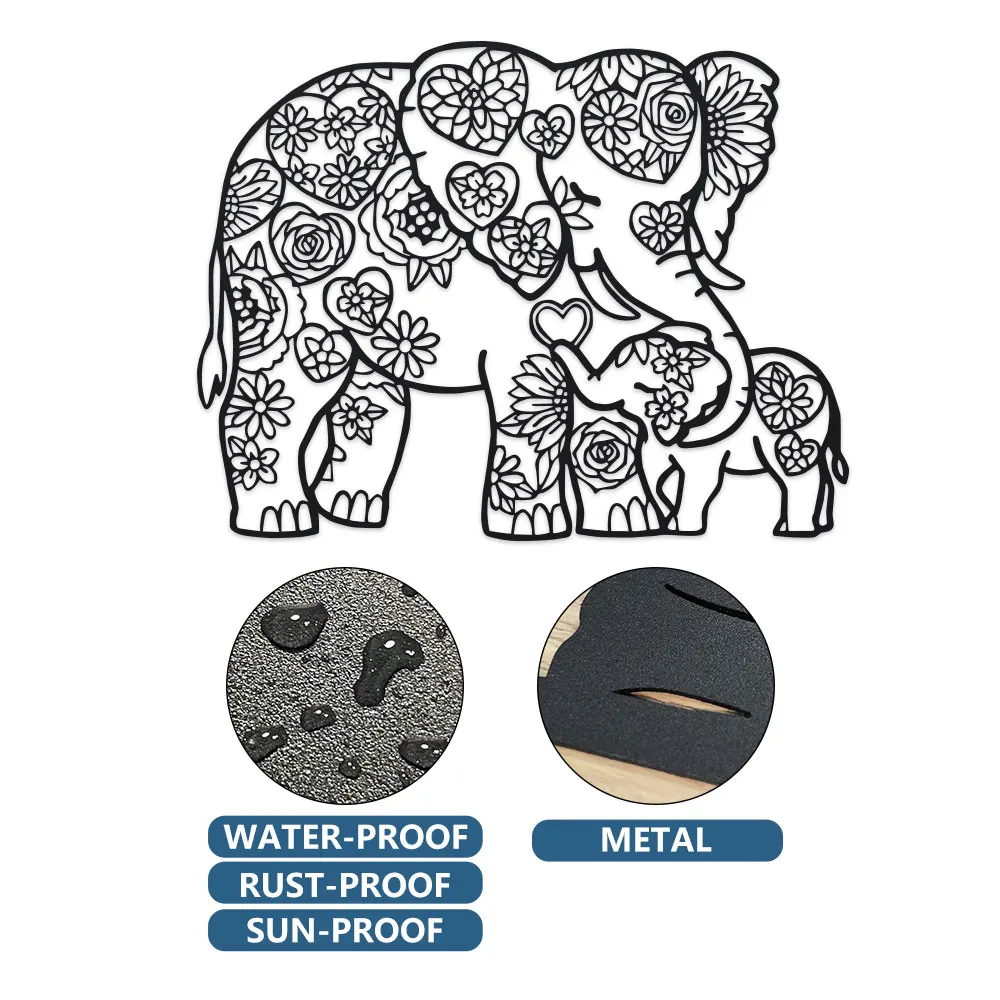 꽃무늬가 새겨진 철 코끼리 금속 벽 장식, 현대적인 공 - Art Craft Elephant 리뷰 및 가격