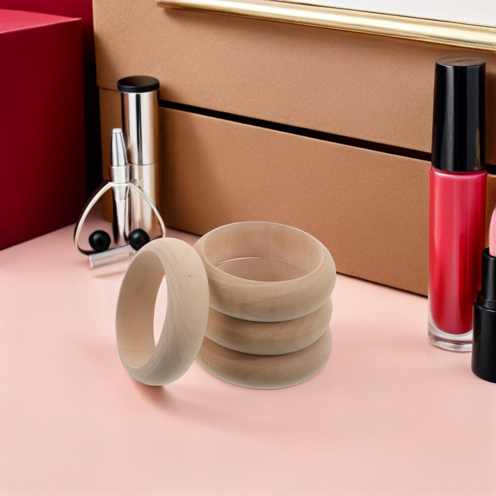 4Pcs 단단한 나무 팔찌 블랭크 도색되지 않은 나무  - Art Craft Wood 리뷰 및 가격