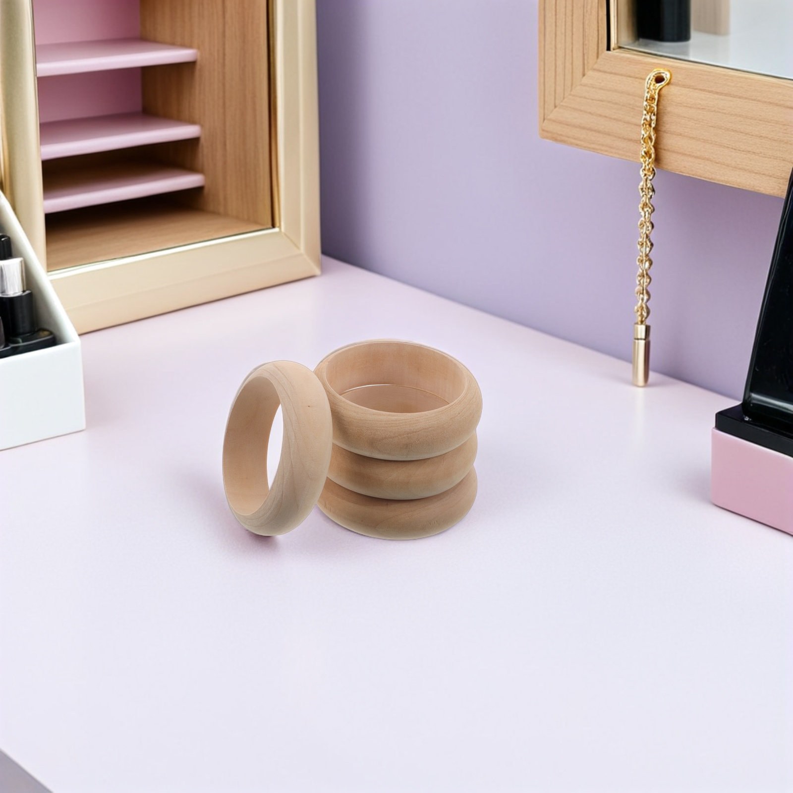 4Pcs 단단한 나무 팔찌 블랭크 도색되지 않은 나무  - Art Craft Wood 리뷰 및 가격