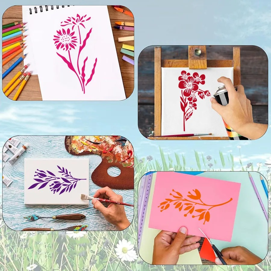 18 Pcs 꽃 잎 스텐실 스크랩북 벽 장식을위한 재사 - Art Craft Leaves 리뷰 및 가격