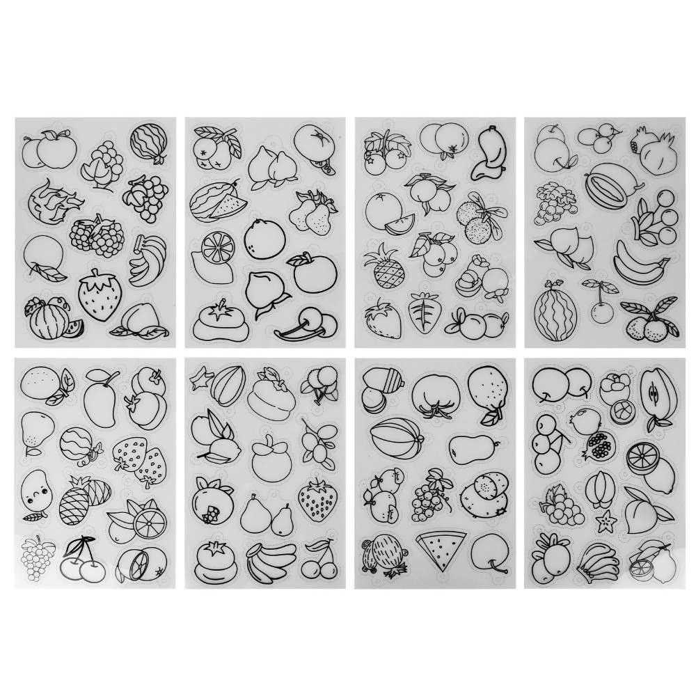 8pcs 과일 야채 패턴 열 수축 시트 색칠 가능한 시 - Craft And Art Difference 리뷰 및 가격