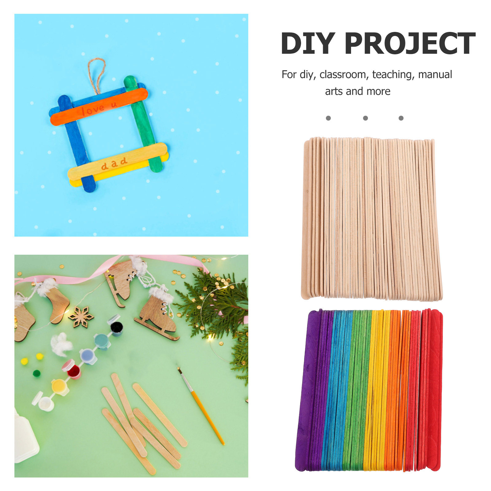 200Pcs 컬러 점보 우드 공예 스틱 아이스크림 스틱 - Art Craft Jumbo 리뷰 및 가격