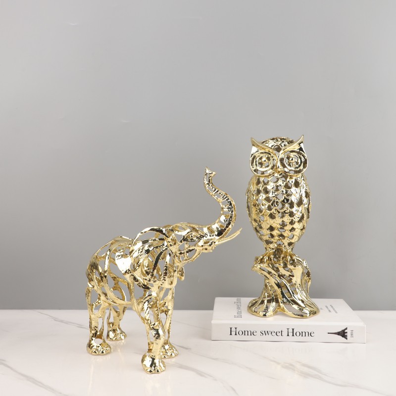 금속 공예 인공 동물 조각 황금색 오픈워크 사자 말 코 - Art Craft Elephant 리뷰 및 가격